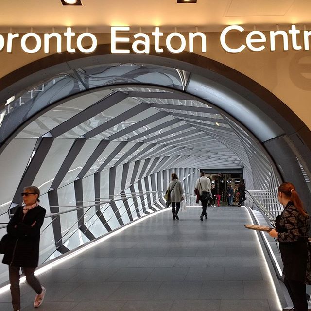 The new bridge from The Bay to Eaton Centre over Queen Street.